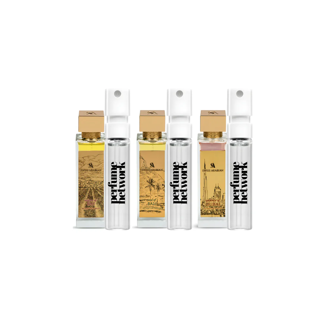 Swiss Arabian City Sampling Set ( Enigma of Taif, Opulence of Dubai, Soul of Bali) 3 x 1ml